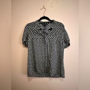 French Connection Women's Silk Short Sleeve Button Up Blouse Top 4